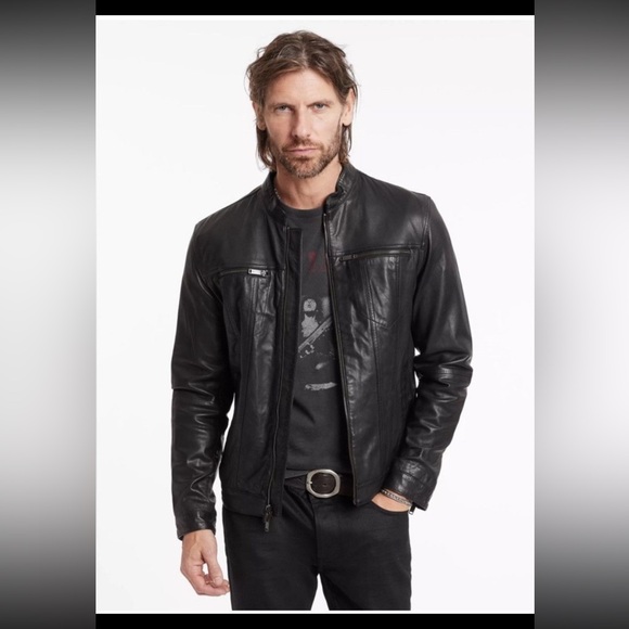 $698 NWT Brand new John Varvatos Brando Band Collar Leather Jacket medium - Picture 1 of 13